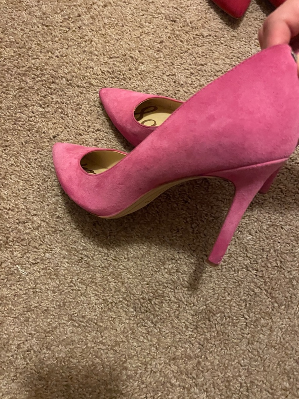 Sam Edelman Hot Pink Suede Pointed Toe Pumps - Picture 4 of 8